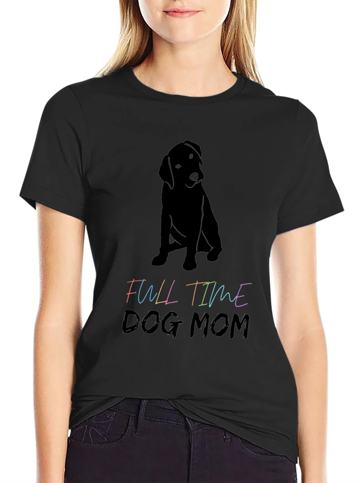 Full Time Dog Mom Graphic Tee - Black T-Shirt product image 2