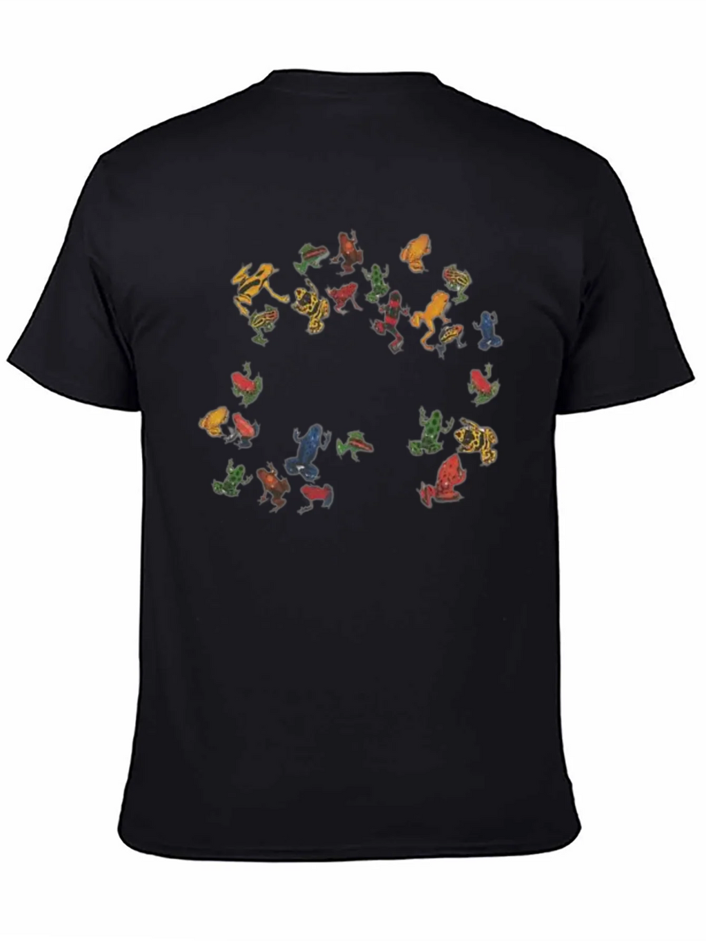 Colorful Frog Pattern Black T-Shirt product image 4