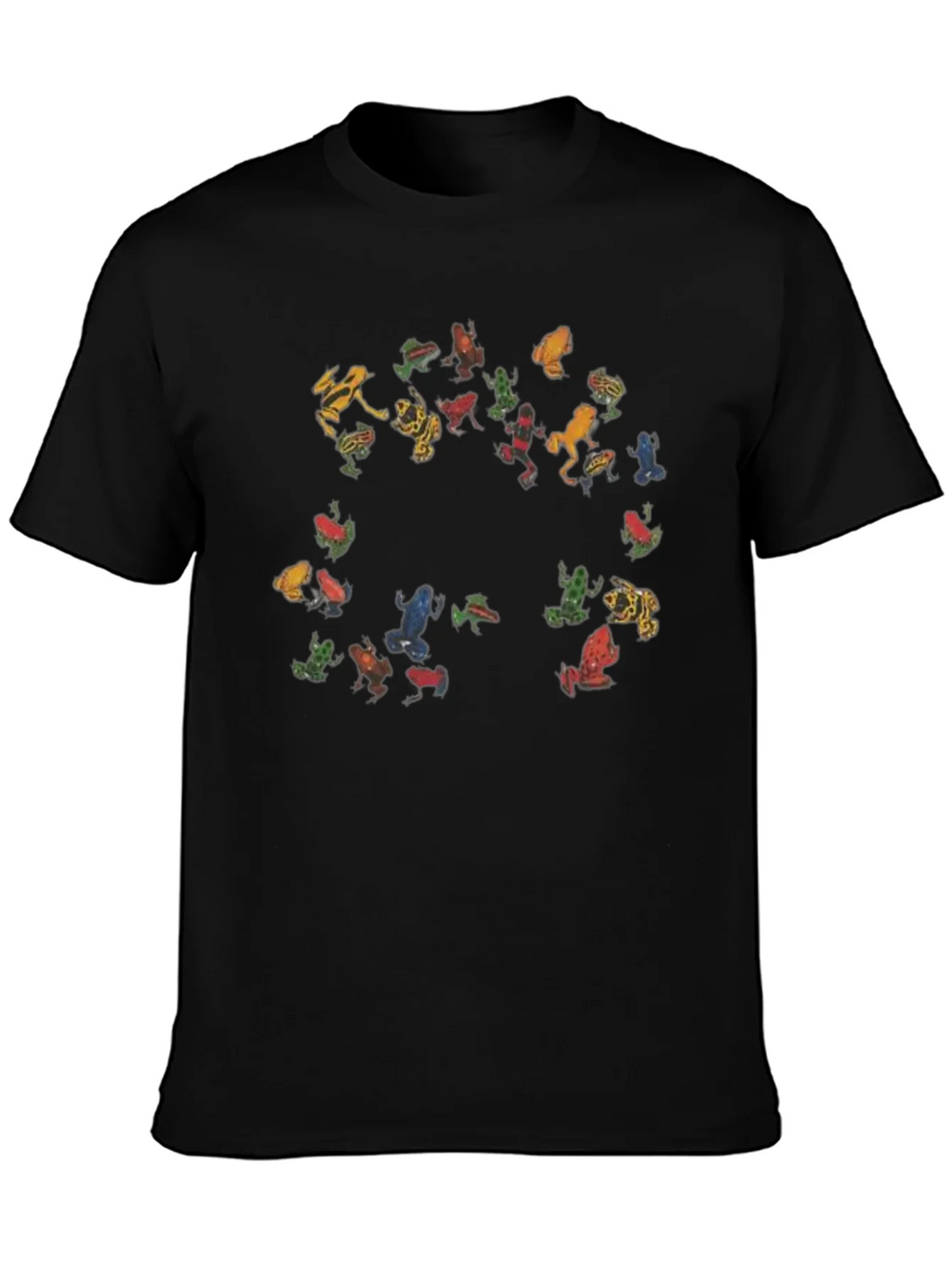 Colorful Frog Pattern Black T-Shirt product image 3