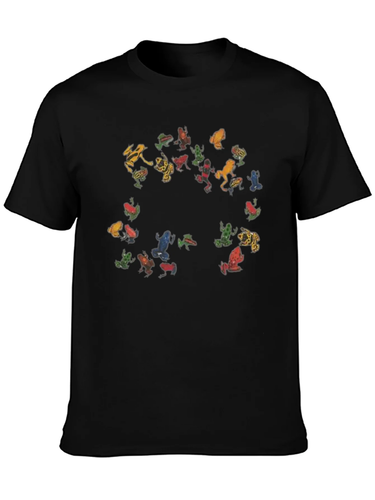 Colorful Frog Pattern Black T-Shirt product image 3