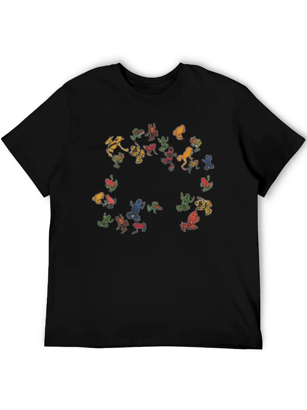 Colorful Frog Pattern Black T-Shirt product image 5
