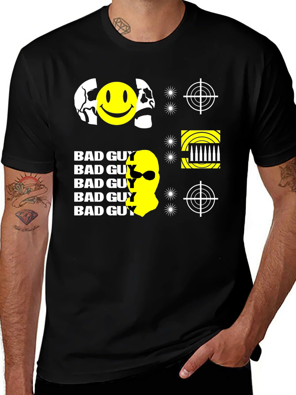 Edgy Bad Guy Graphic Print Black T-Shirt product image 1