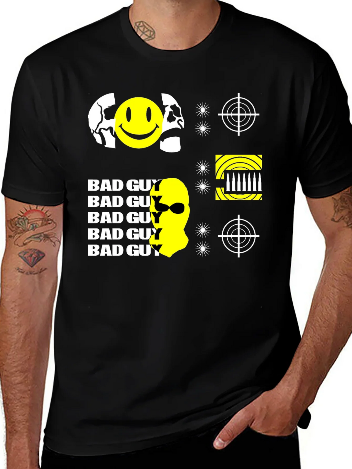 Edgy Bad Guy Graphic Print Black T-Shirt product image 1