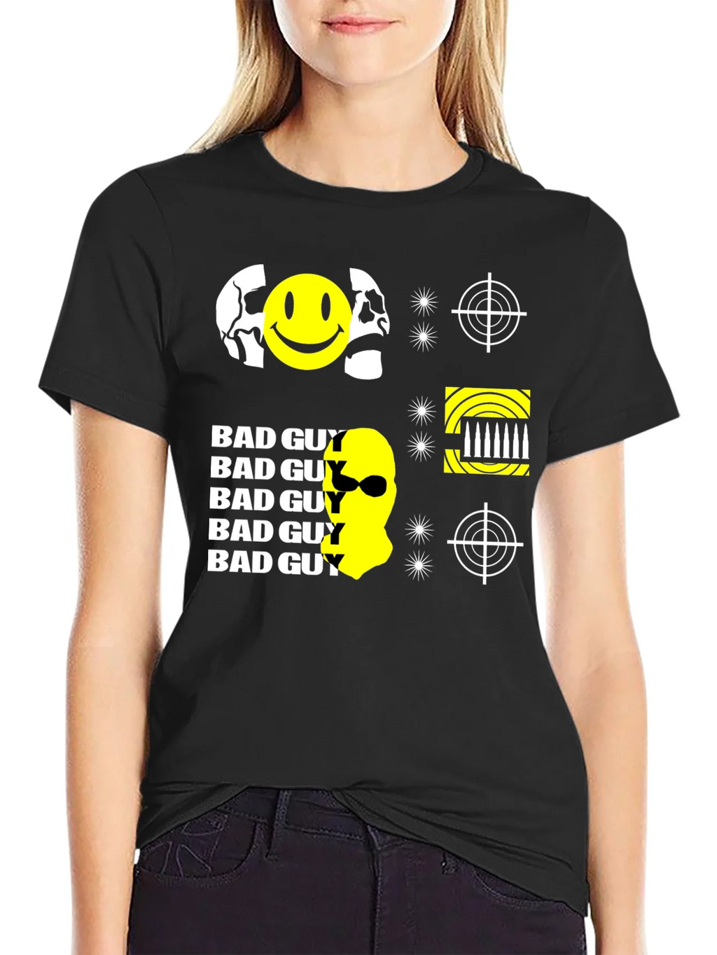 Edgy Bad Guy Graphic Print Black T-Shirt product image 2