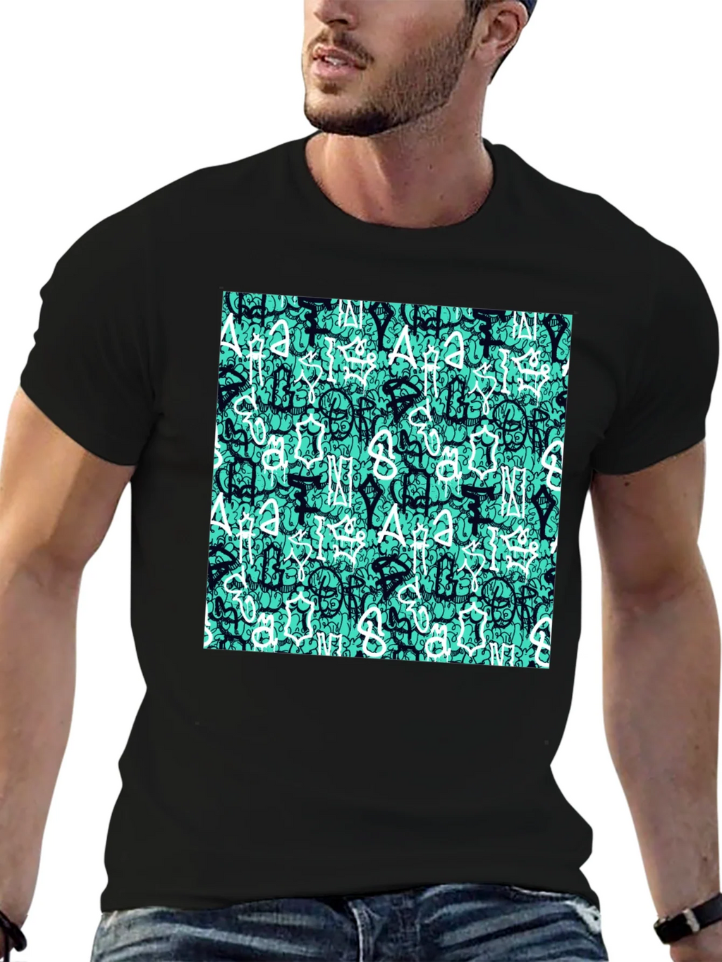 Abstract Print Black T-Shirt product image 6