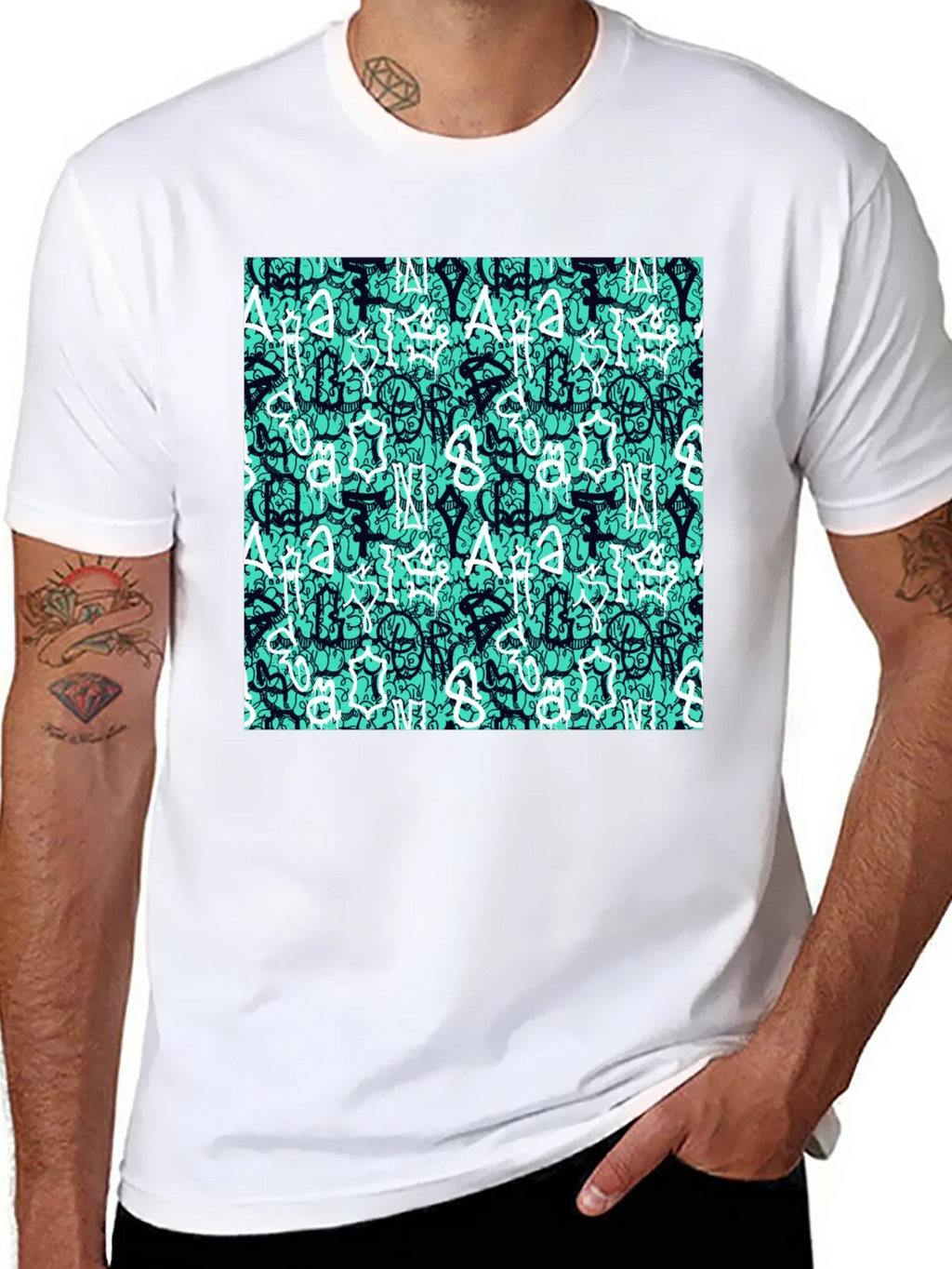 Abstract Print Black T-Shirt product image 7
