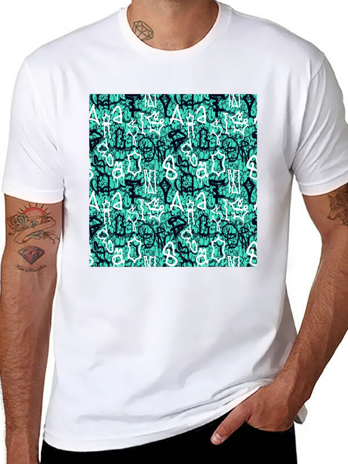 Abstract Print Black T-Shirt product image 7