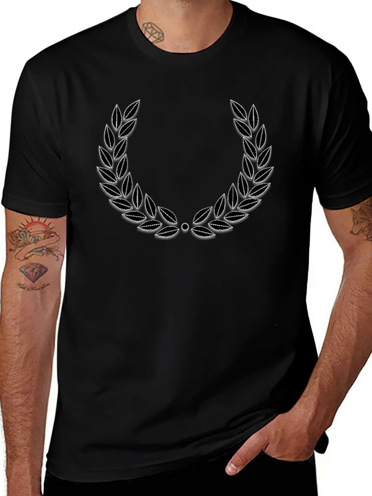 Classic Laurel Wreath Graphic Tee - Black product image 1