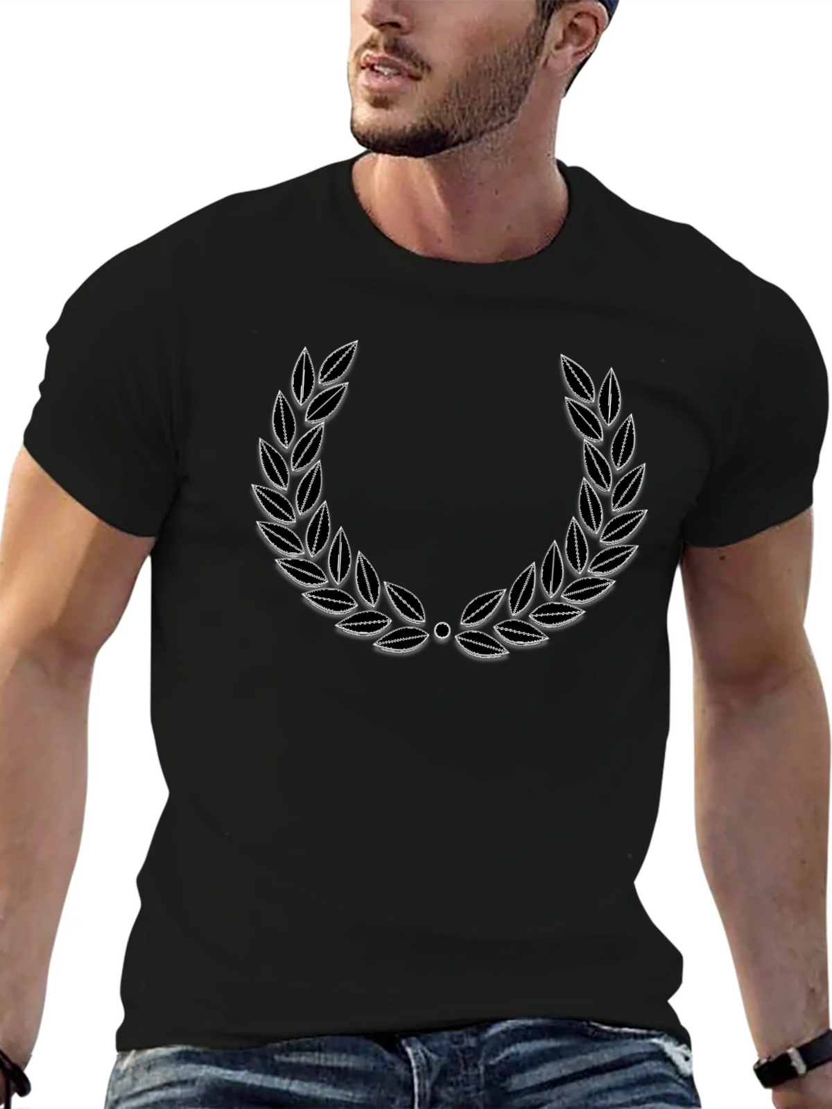 Classic Laurel Wreath Graphic Tee - Black product image 6