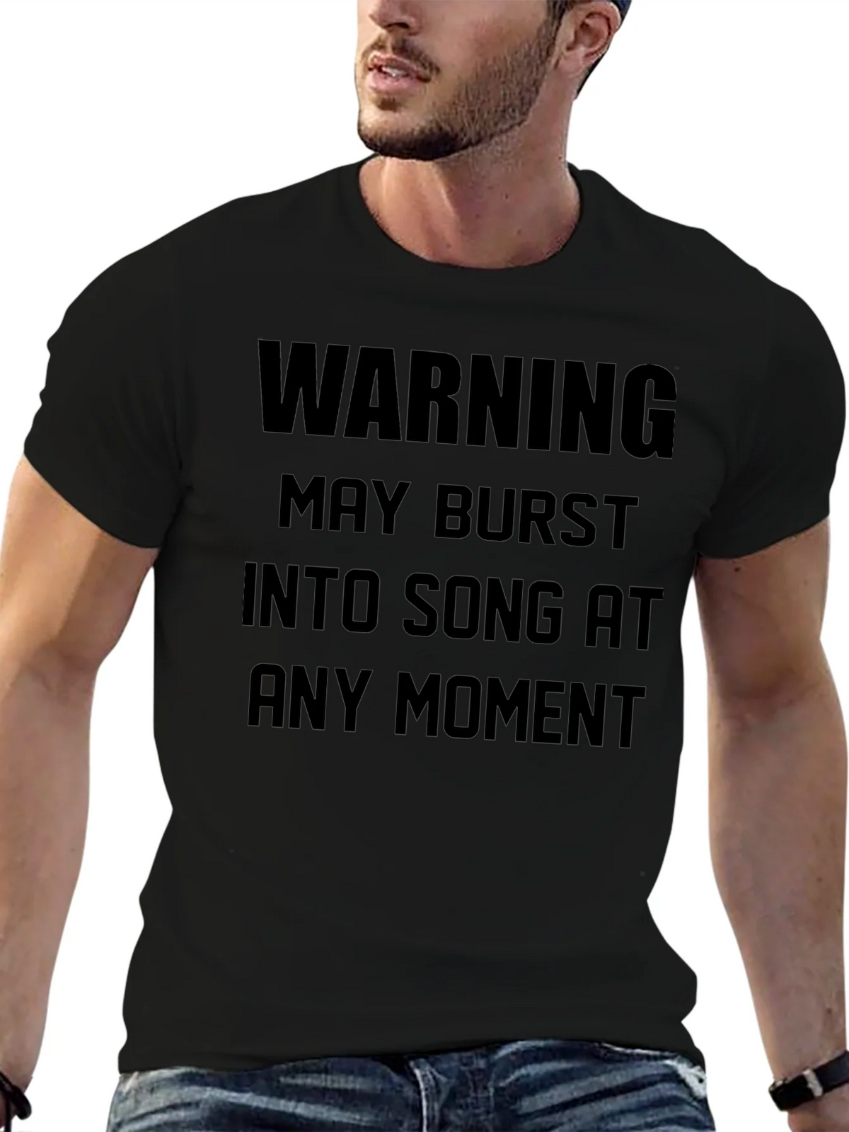 Warning May Burst Into Song Black T-Shirt product image 9
