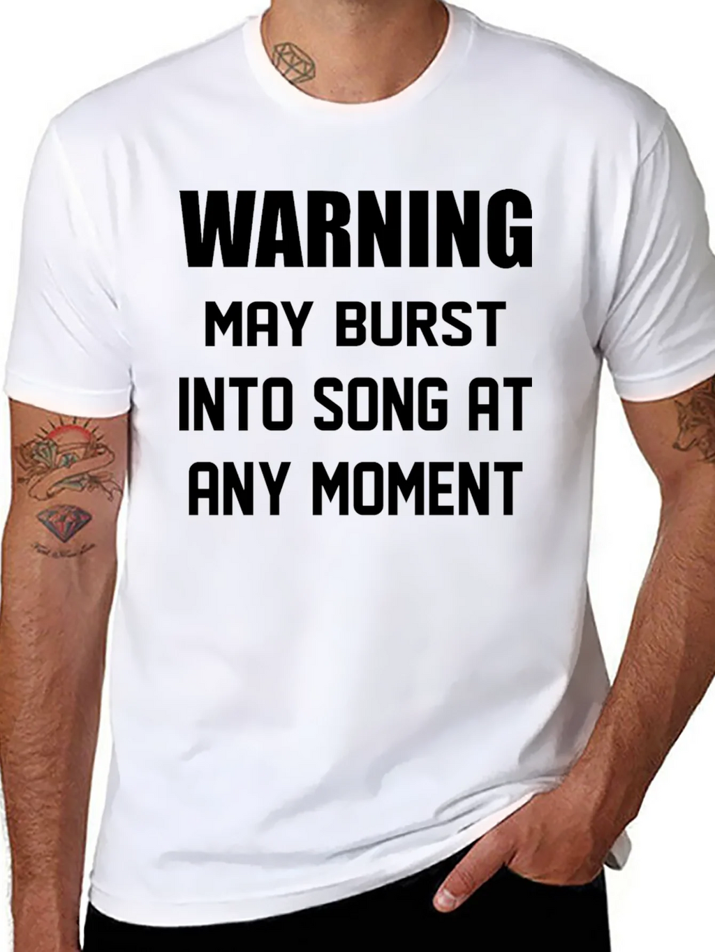 Warning May Burst Into Song Black T-Shirt product image 10