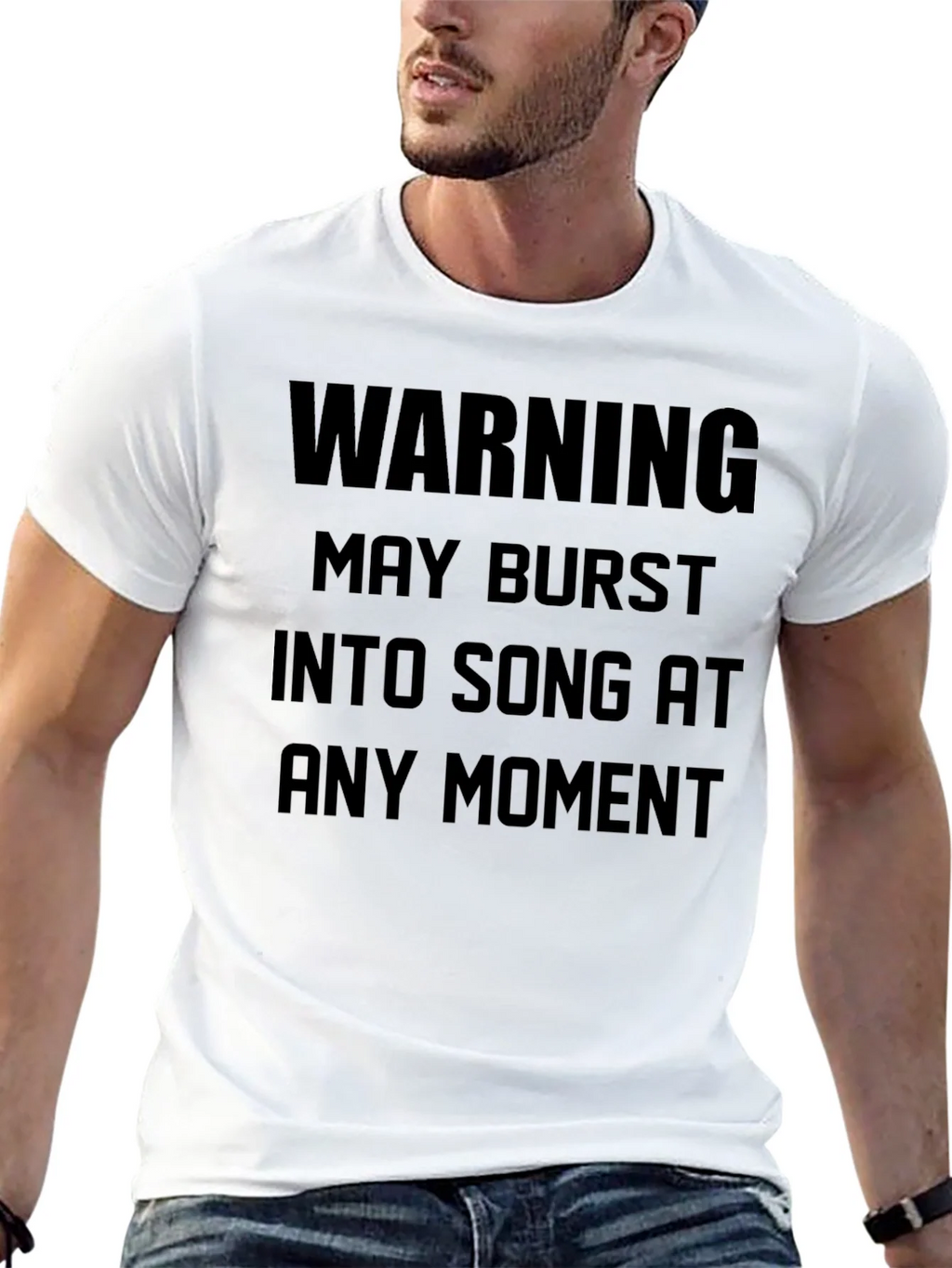 Warning May Burst Into Song Black T-Shirt product image 4
