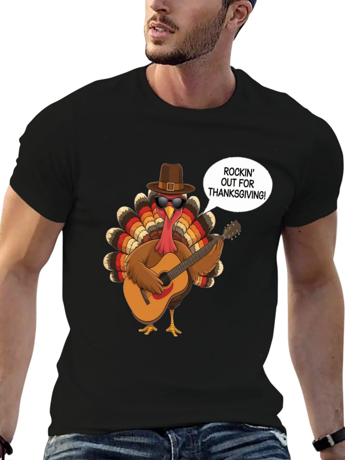 Rockin Turkey Thanksgiving Graphic Tee product image 9
