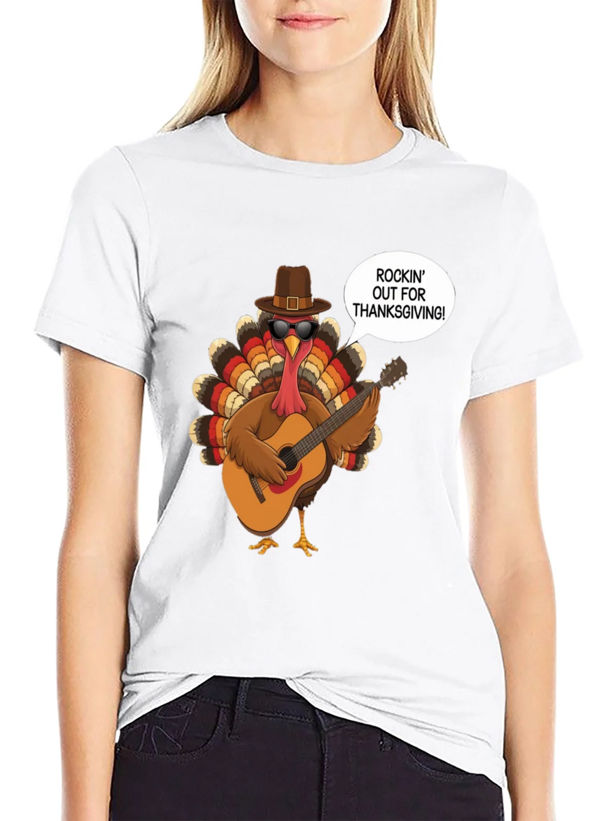 Rockin Turkey Thanksgiving Graphic Tee product image 11