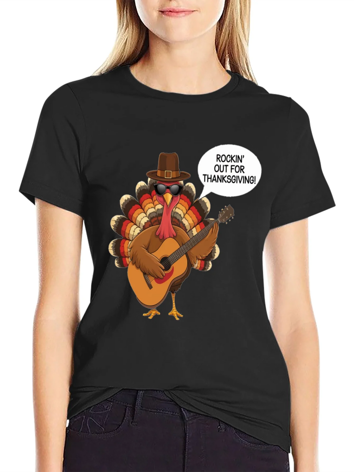 Rockin Turkey Thanksgiving Graphic Tee product image 5