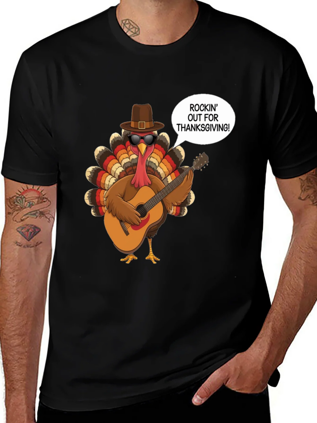 Rockin Turkey Thanksgiving Graphic Tee product image 1