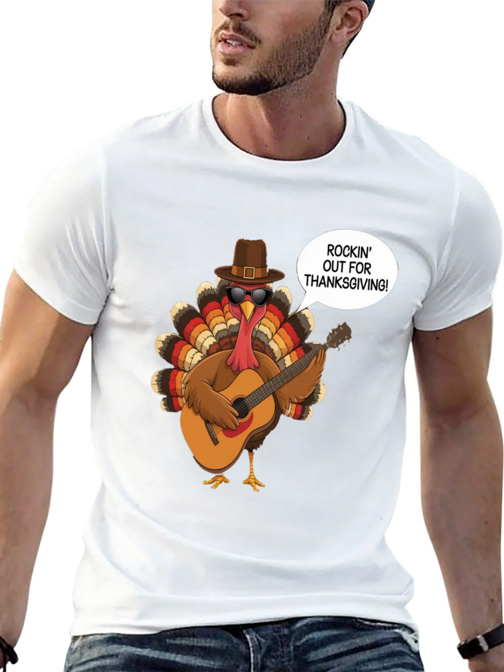 Rockin Turkey Thanksgiving Graphic Tee product image 4