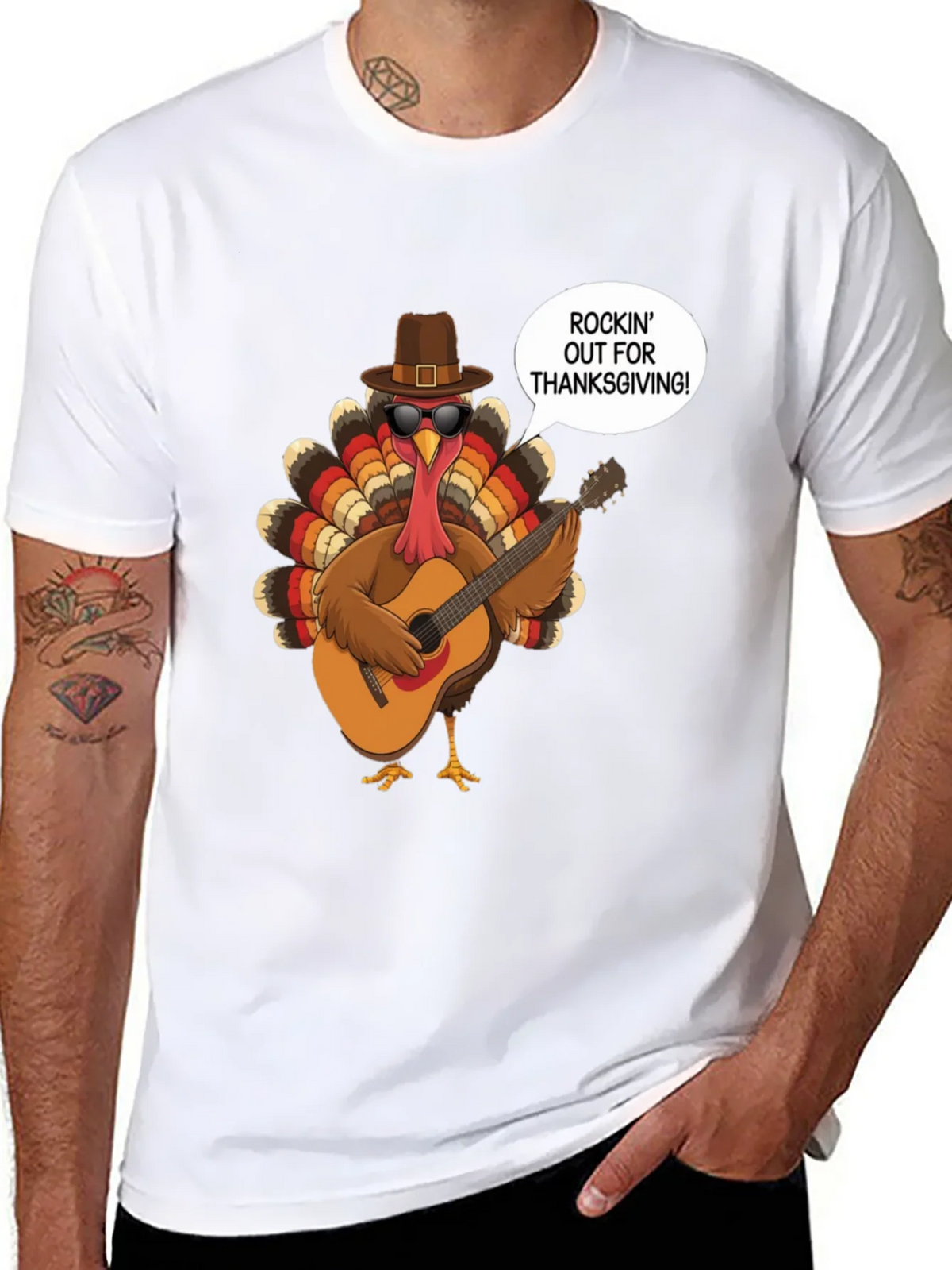Rockin Turkey Thanksgiving Graphic Tee product image 10