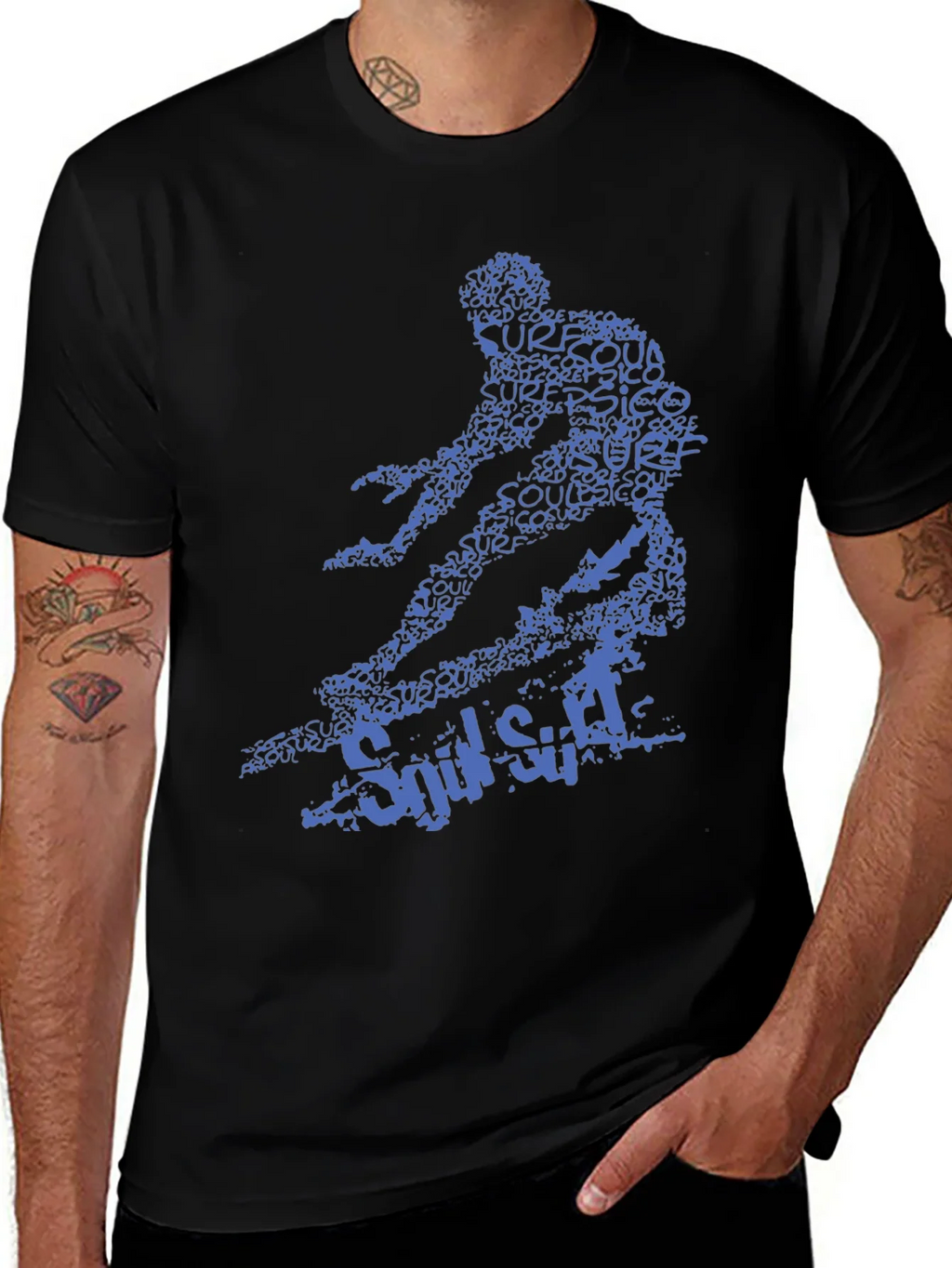 Surf Style Graphic Tee - Black Cotton T-Shirt product image 1