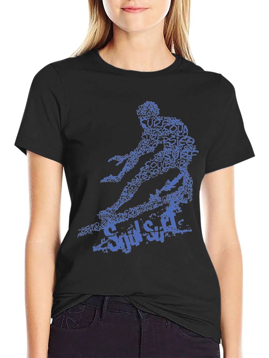 Surf Style Graphic Tee - Black Cotton T-Shirt product image 2