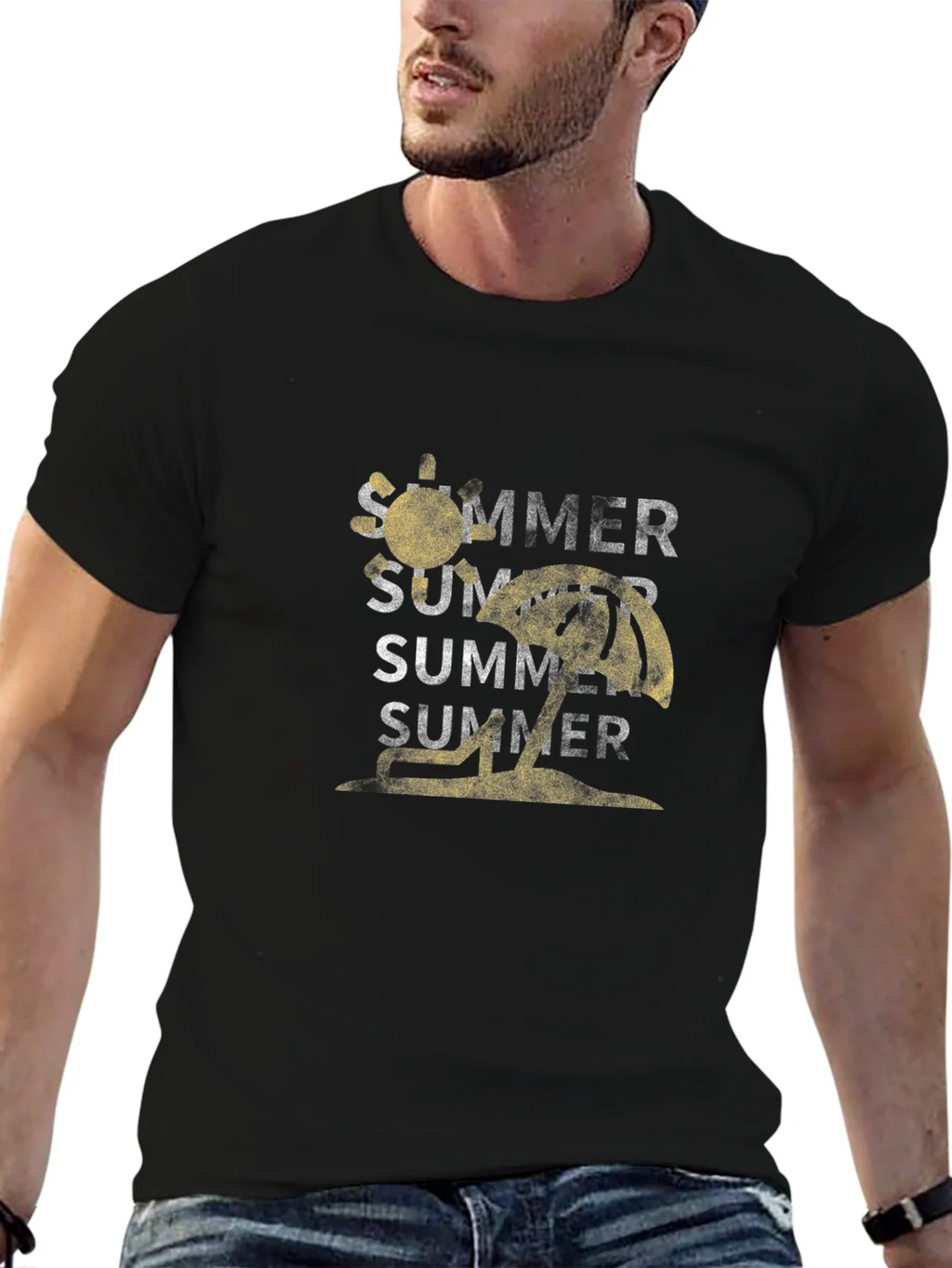 Summer Graphic Tee - Black Cotton T-Shirt product image 6