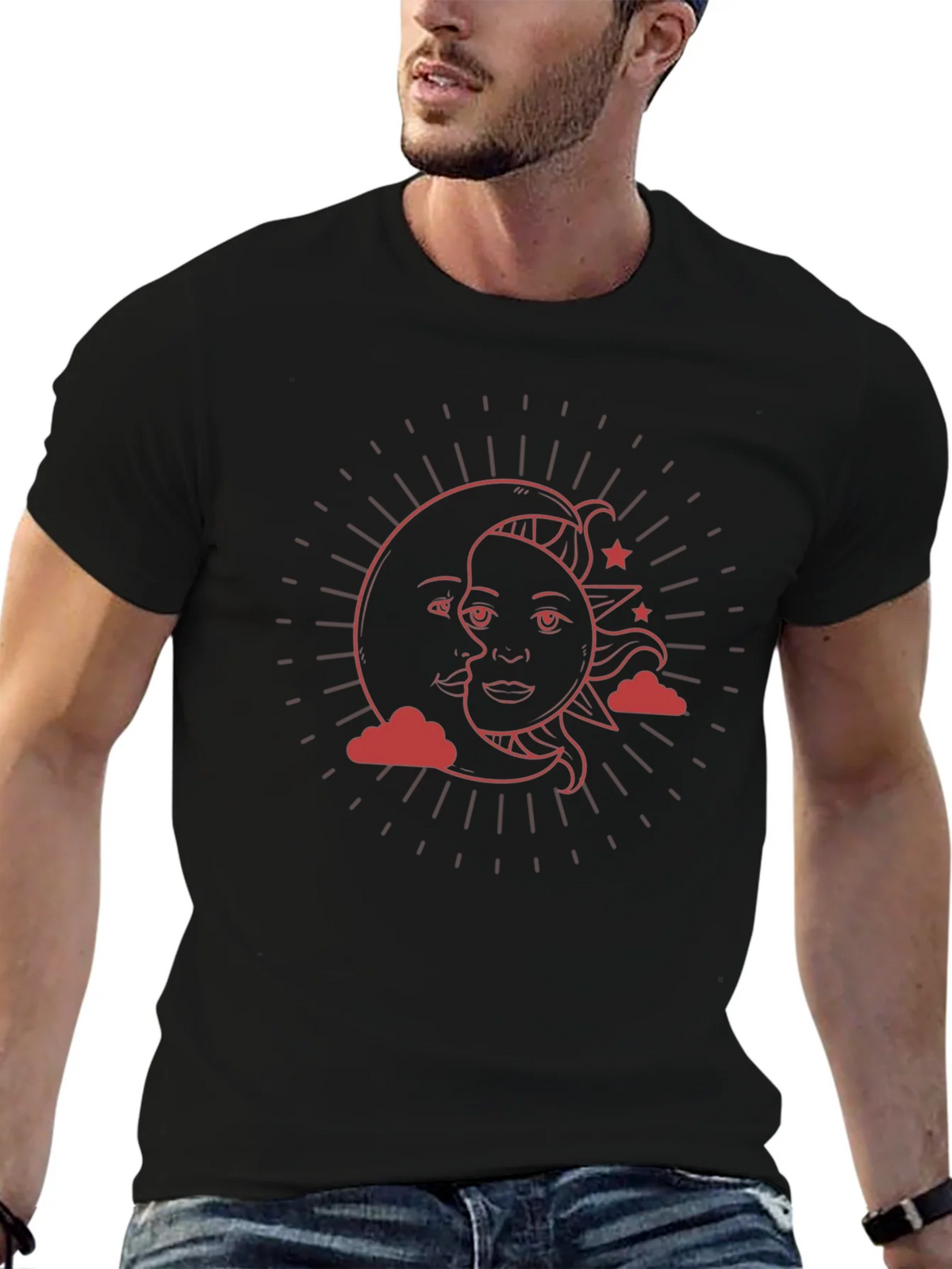 Celestial Sun & Moon Graphic T-Shirt product image 6