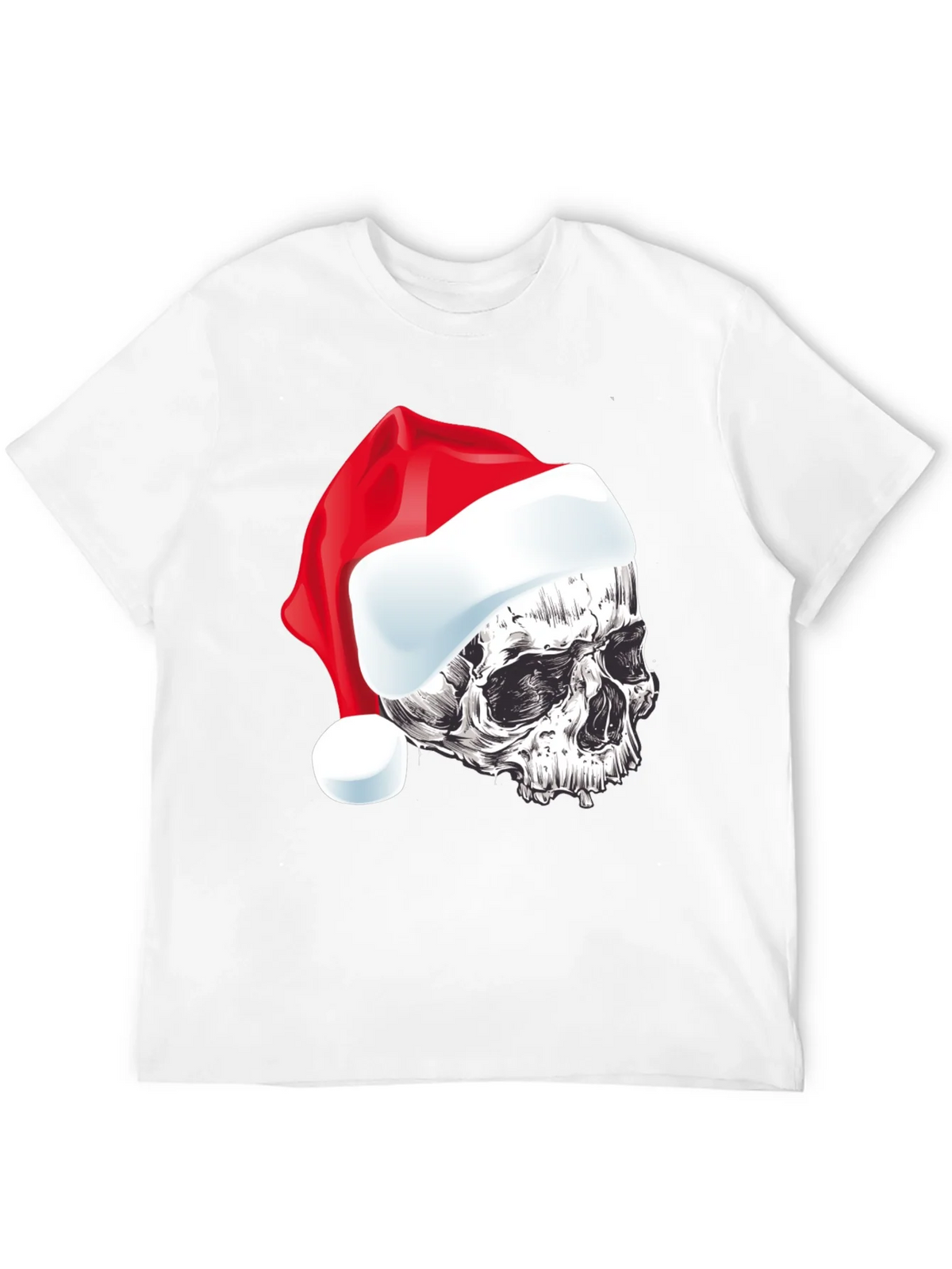 Skull Santa Hat Graphic Tee - Holiday Style