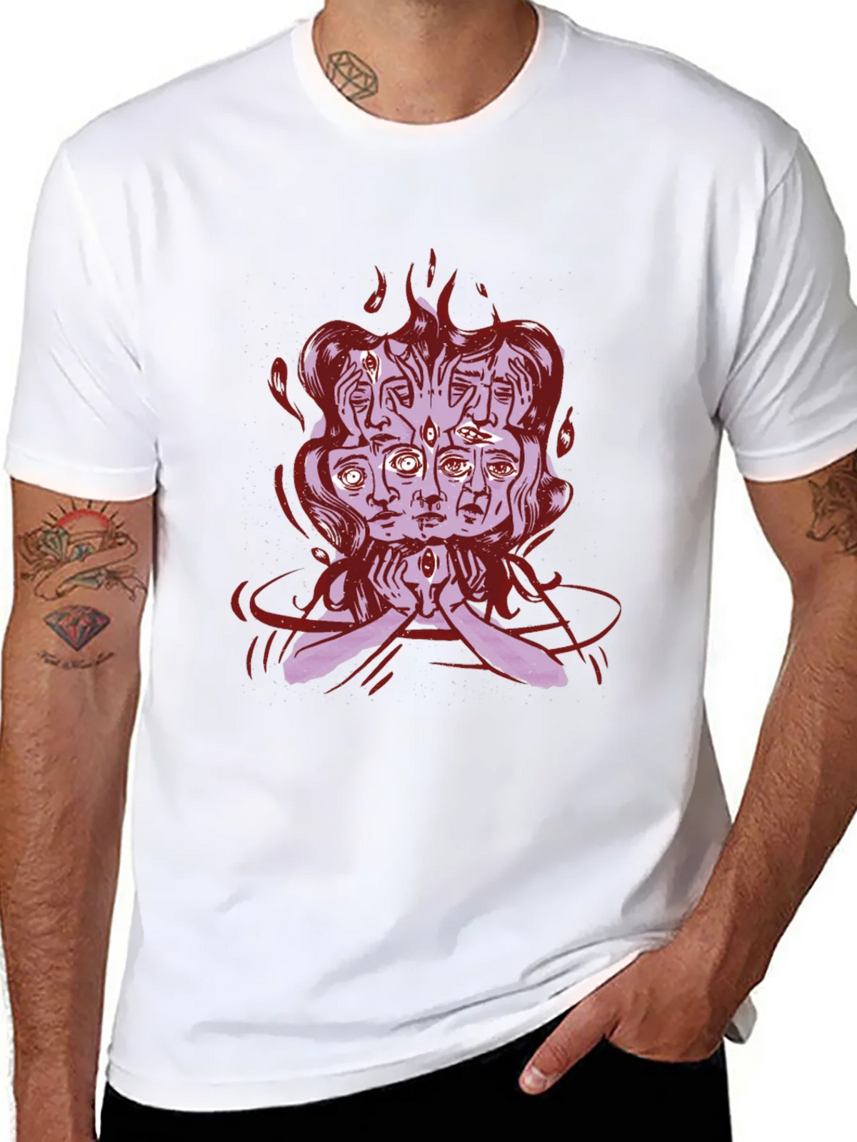Mystic Faces Graphic Tee - Black Cotton Shirt product image 7
