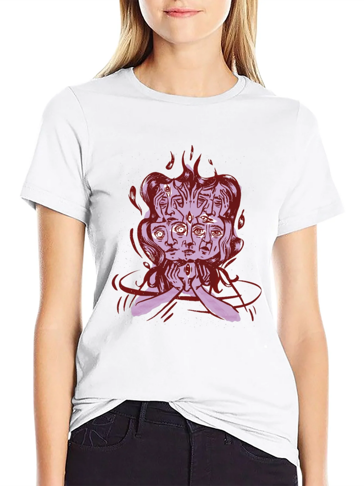Mystic Faces Graphic Tee - Black Cotton Shirt product image 8