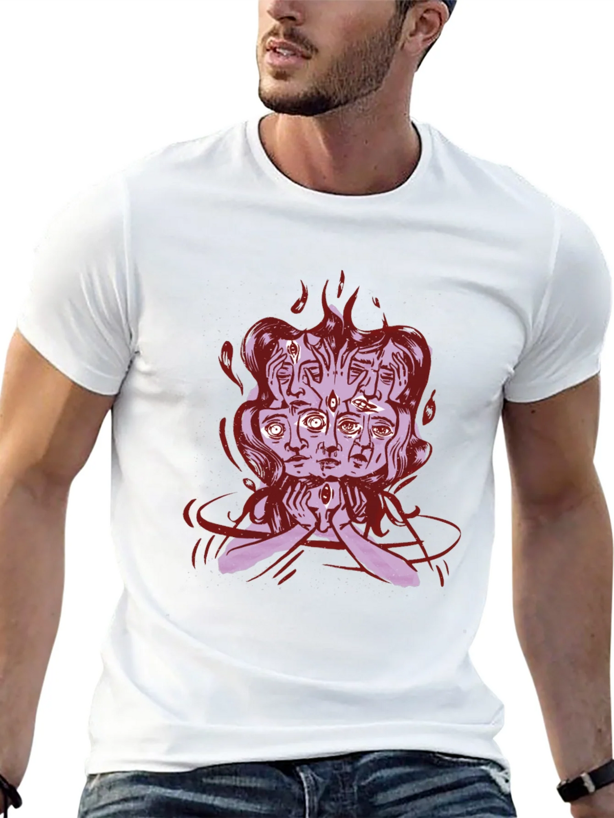 Mystic Faces Graphic Tee - Black Cotton Shirt product image 12