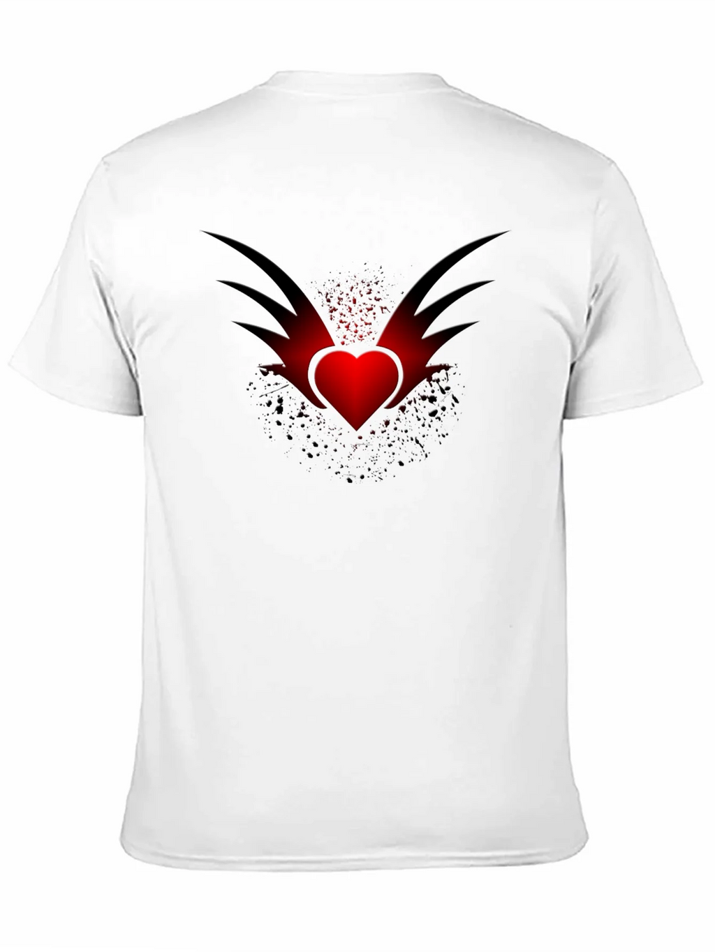 Mens Black T-Shirt with Winged Heart Graphic product image 10