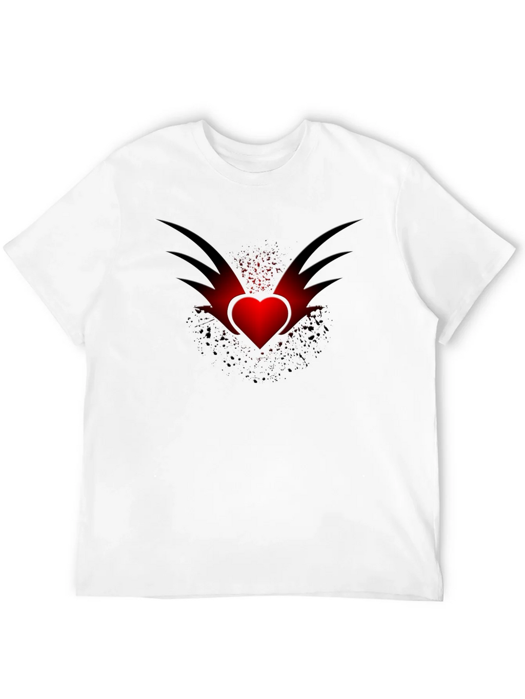 Mens Black T-Shirt with Winged Heart Graphic product image 11