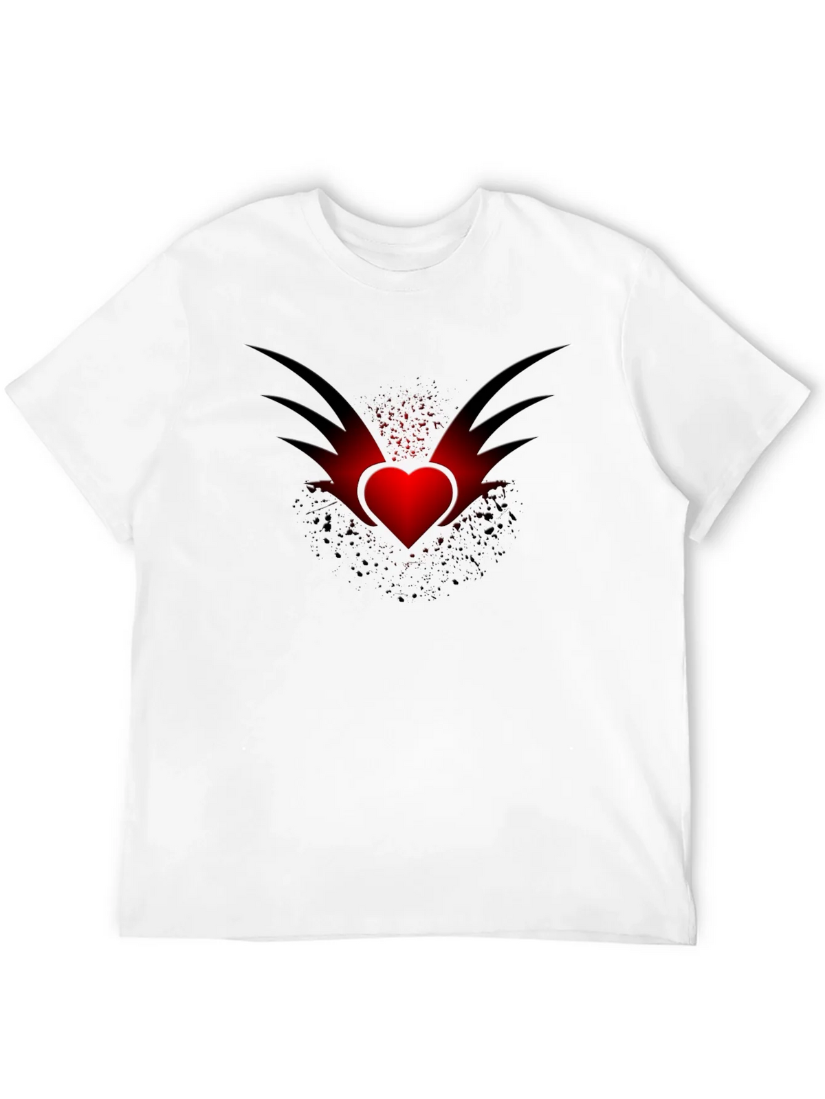 Mens Black T-Shirt with Winged Heart Graphic product image 11
