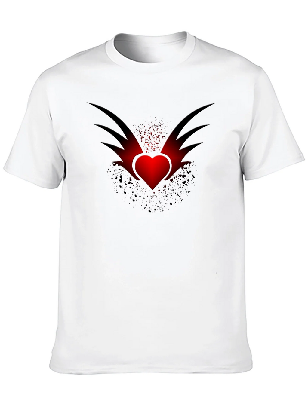 Mens Black T-Shirt with Winged Heart Graphic product image 9