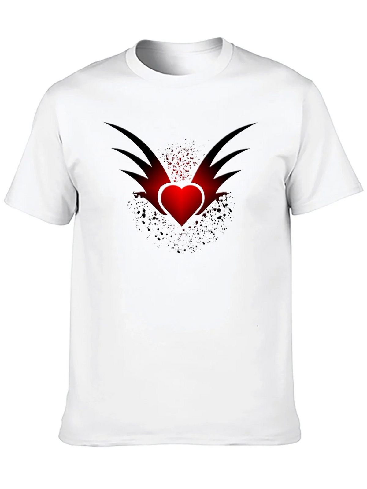 Mens Black T-Shirt with Winged Heart Graphic product image 9