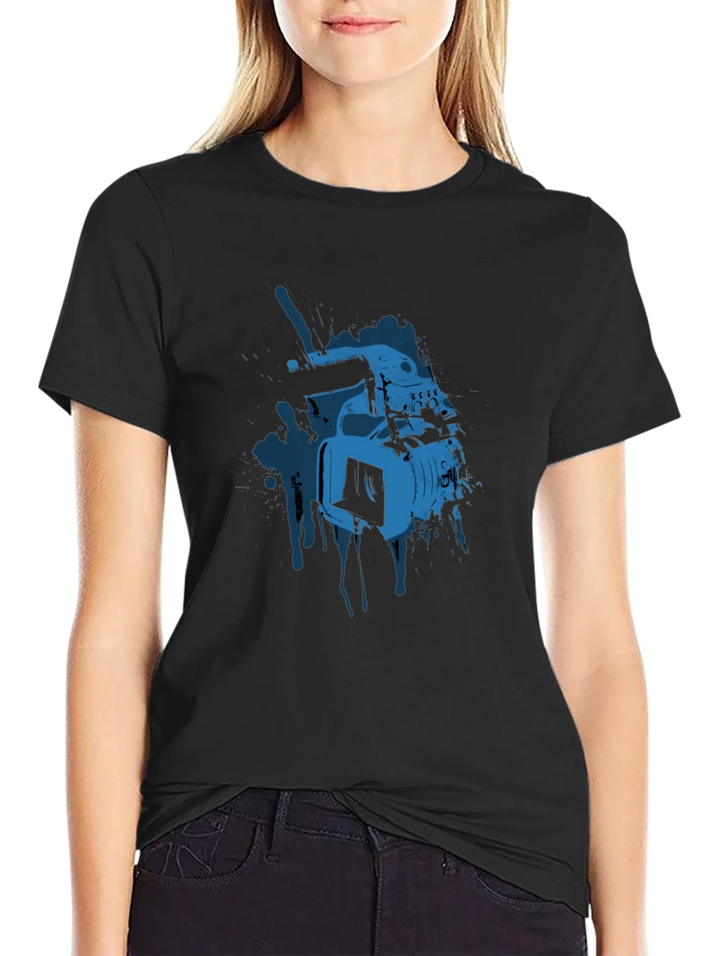 Cool Camera Graphic Tee - Black Cotton T-Shirt product image 5