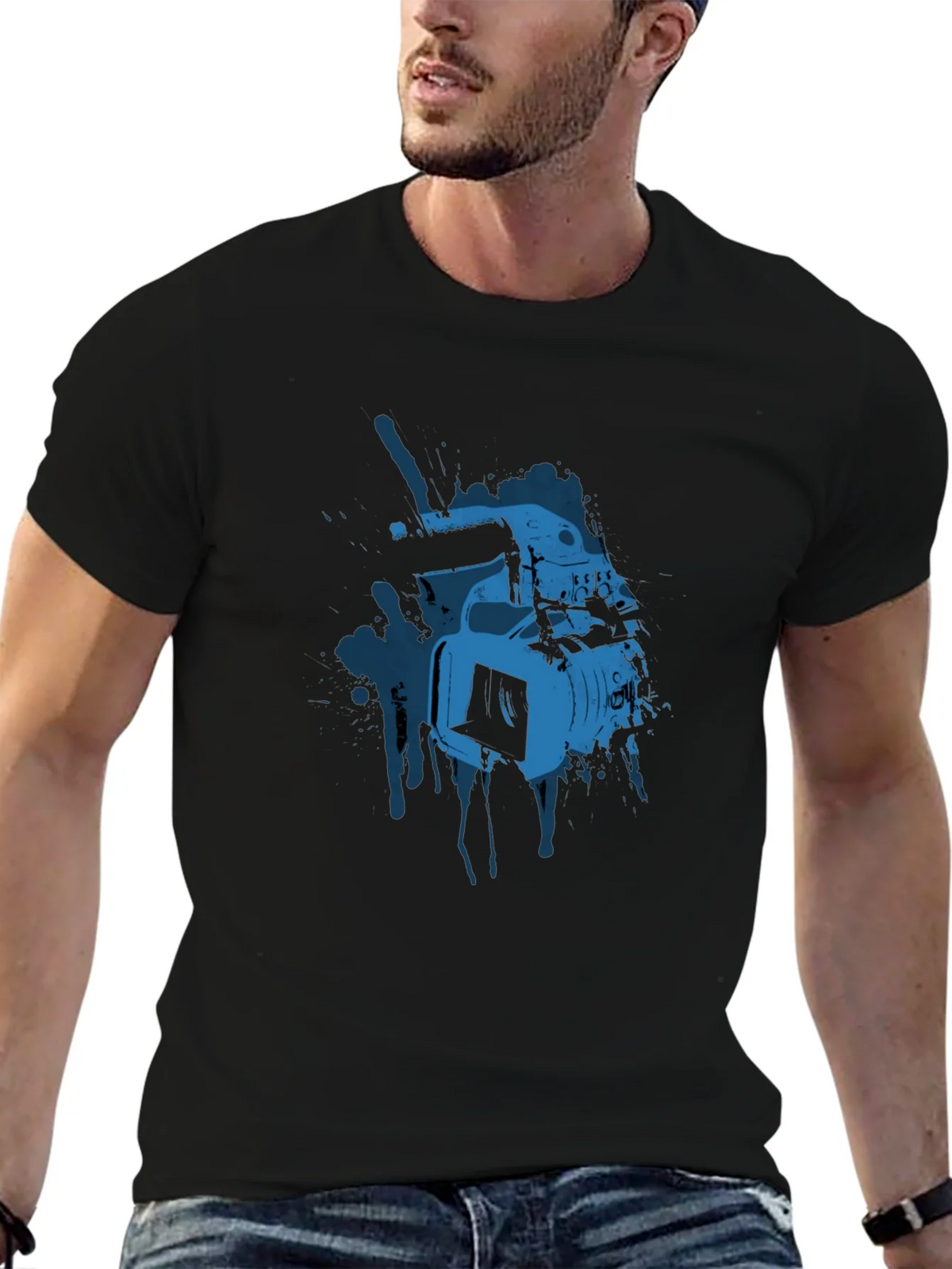 Cool Camera Graphic Tee - Black Cotton T-Shirt product image 9