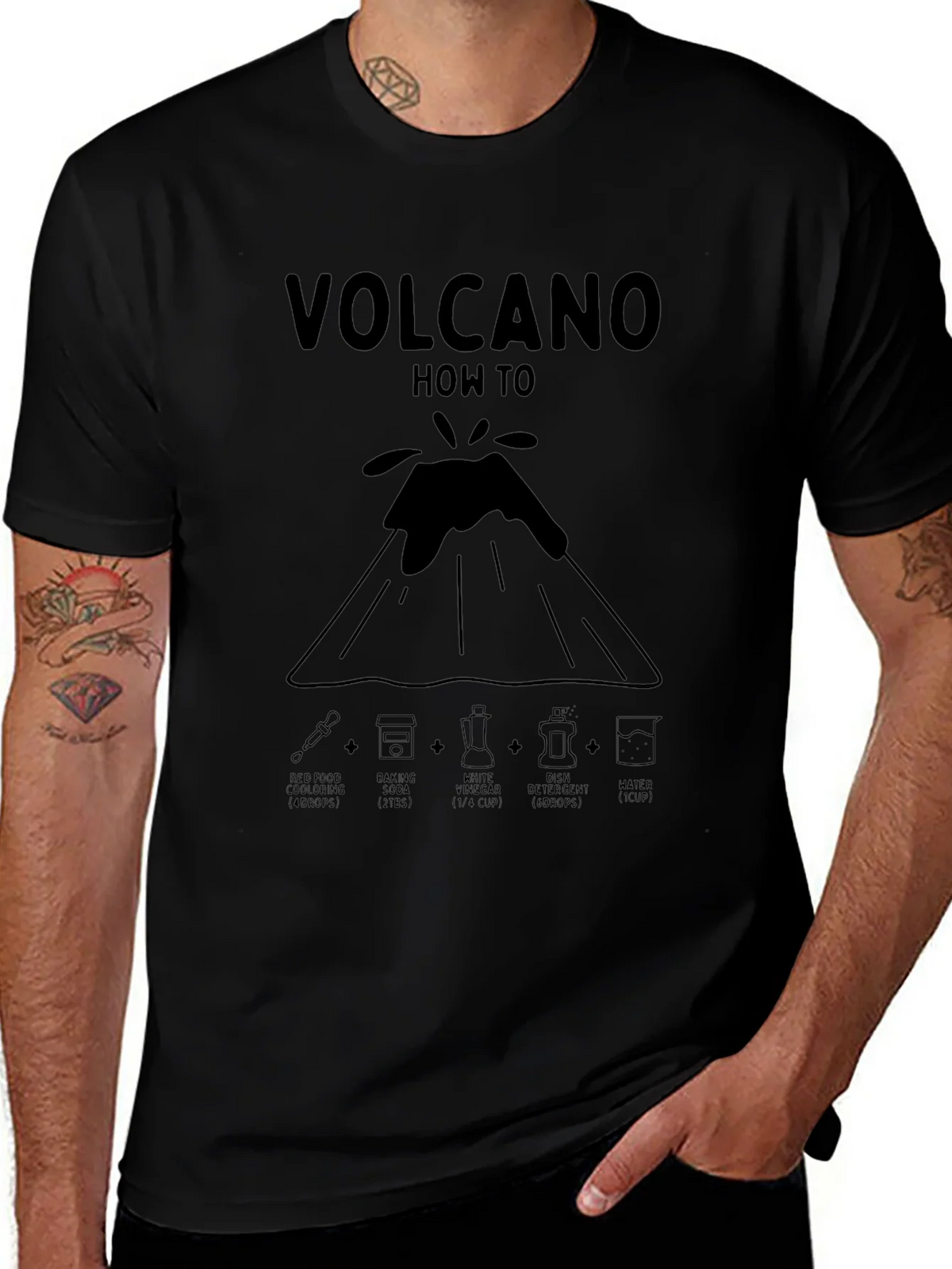 Volcano How To Black Graphic T-Shirt product image 1