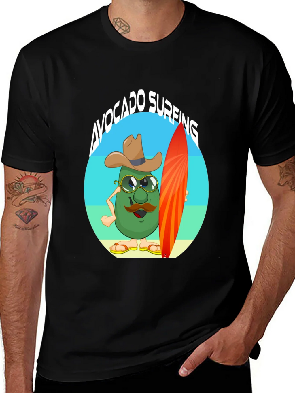Avocado Surfing Cartoon T-Shirt - Summer Fun product image 1