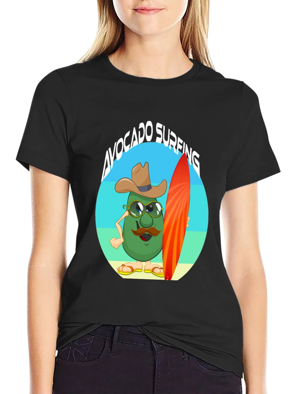 Avocado Surfing Cartoon T-Shirt - Summer Fun product image 2
