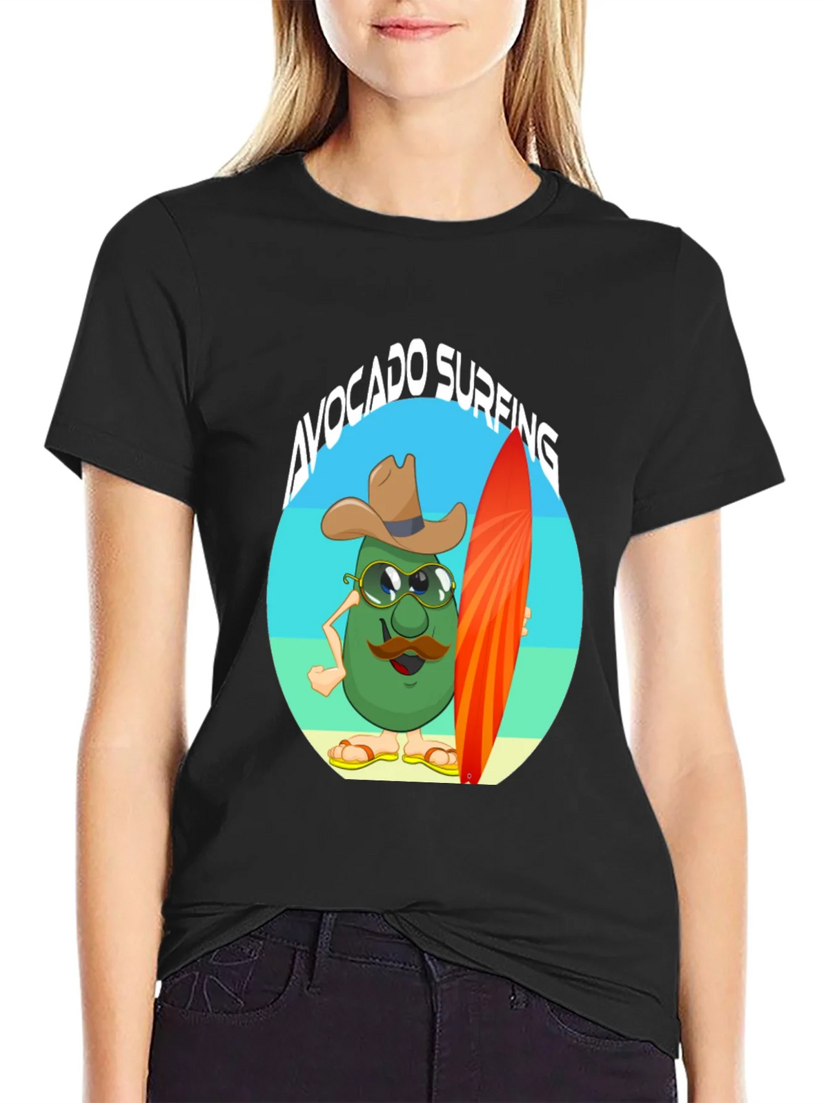 Avocado Surfing Cartoon T-Shirt - Summer Fun product image 2