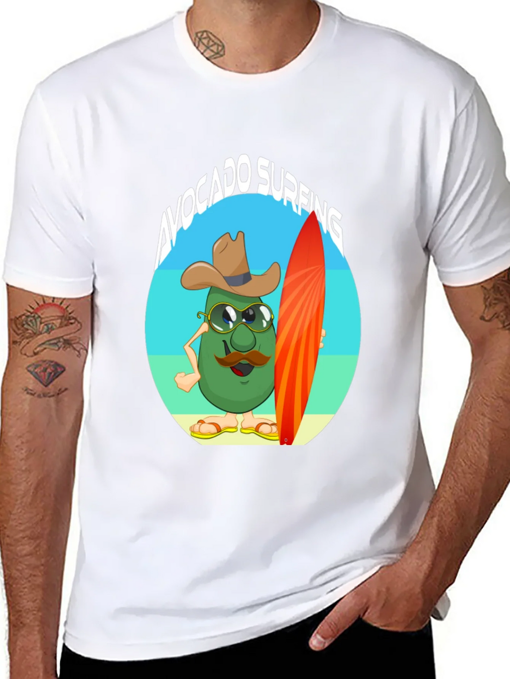 Avocado Surfing Cartoon T-Shirt - Summer Fun product image 7