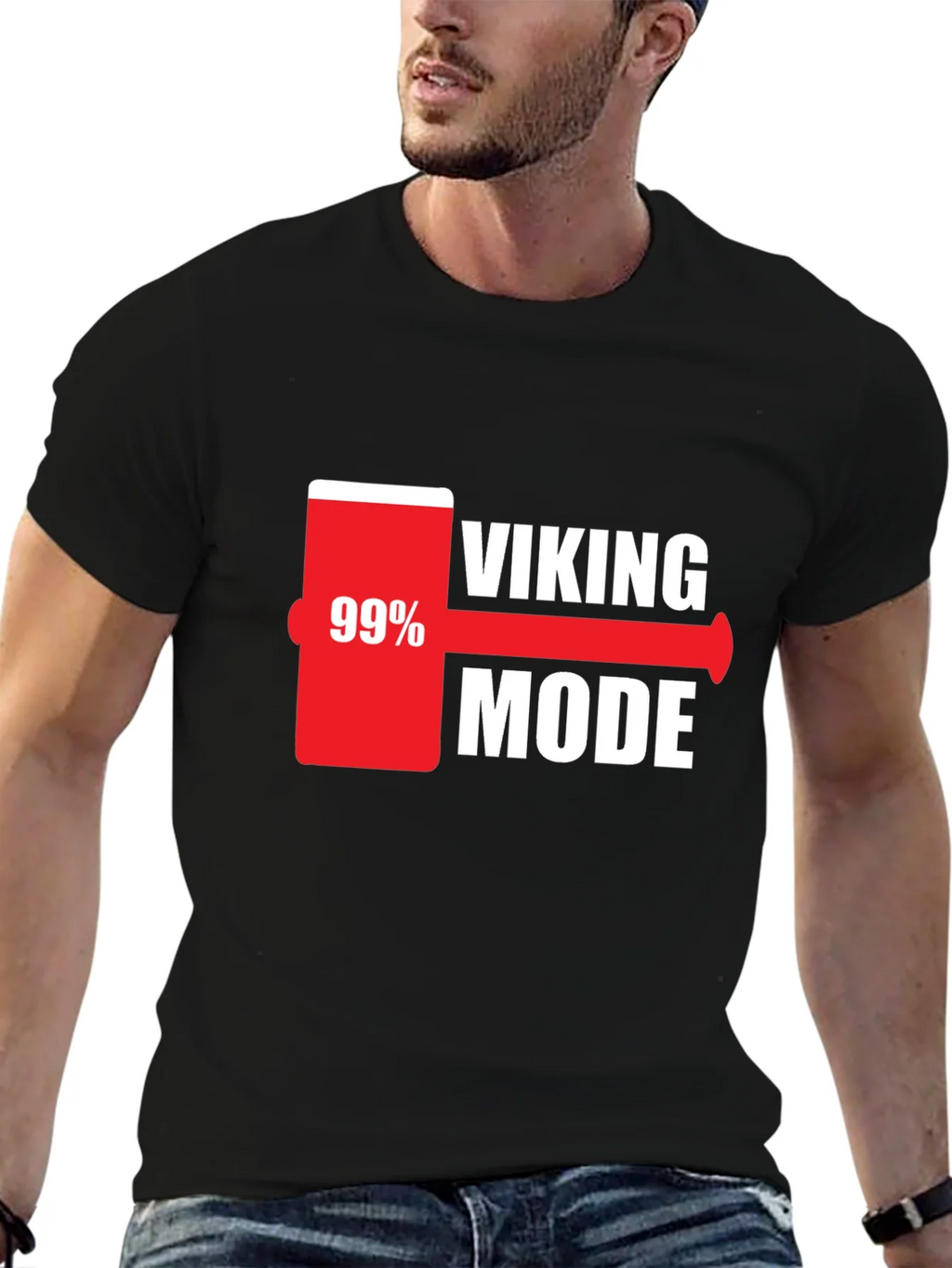 Viking Mode 99% Charged Black T-Shirt product image 6