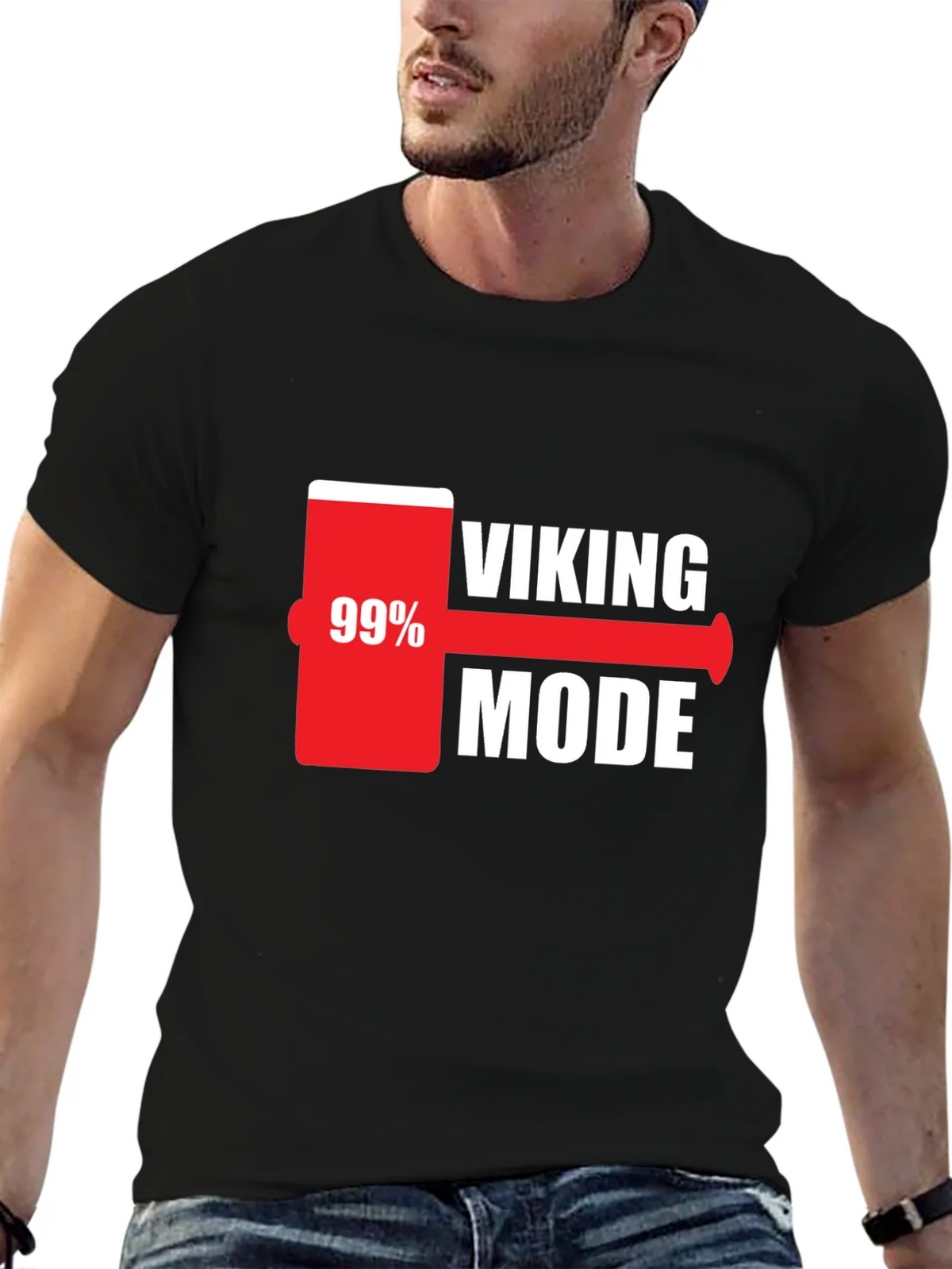 Viking Mode 99% Charged Black T-Shirt product image 6
