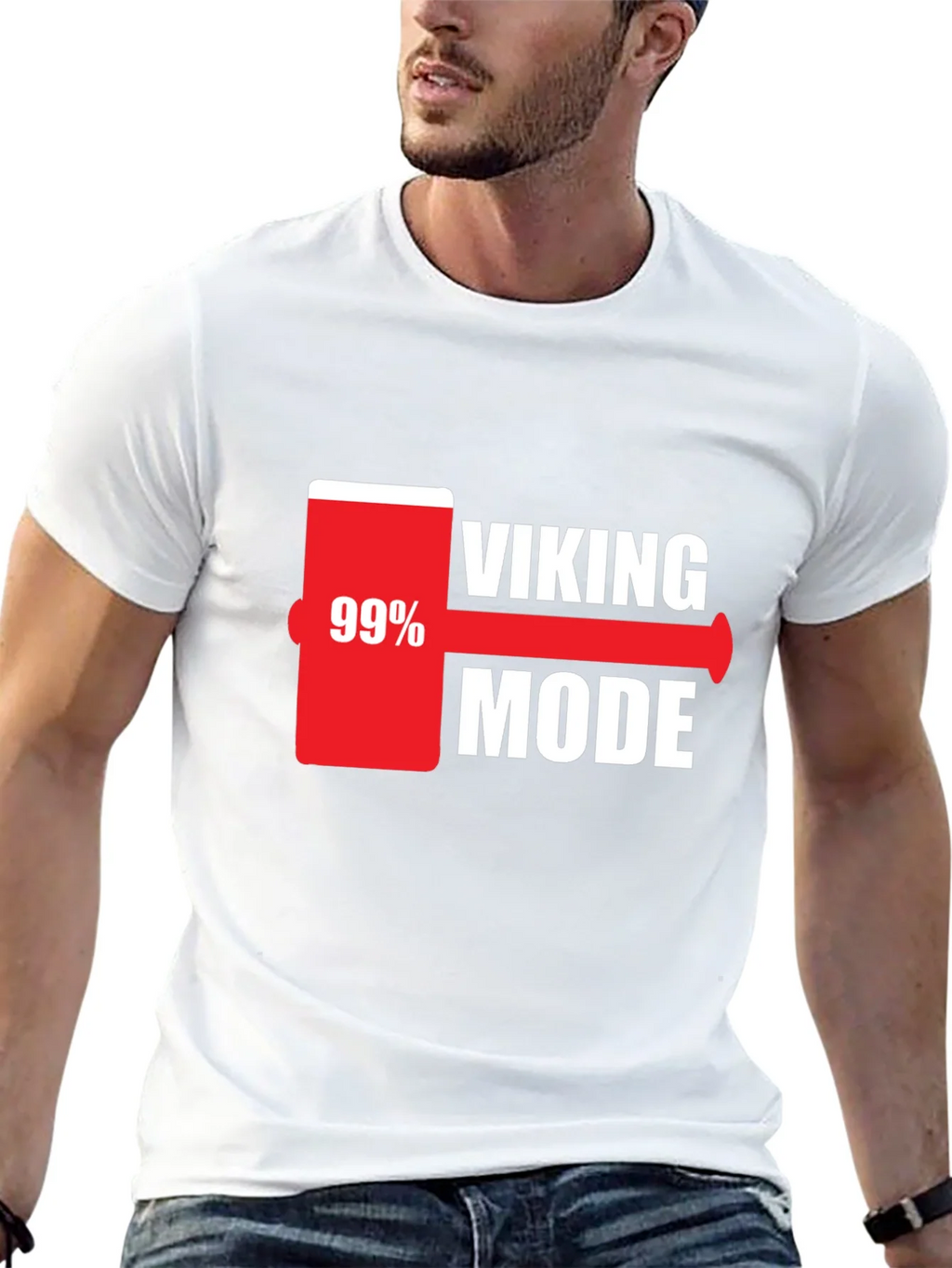 Viking Mode 99% Charged Black T-Shirt product image 12