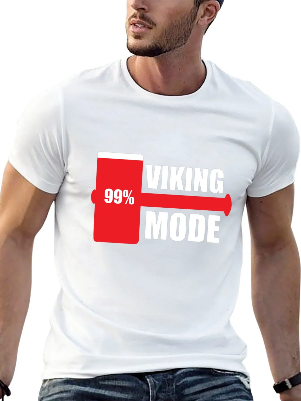 Viking Mode 99% Charged Black T-Shirt product image 12