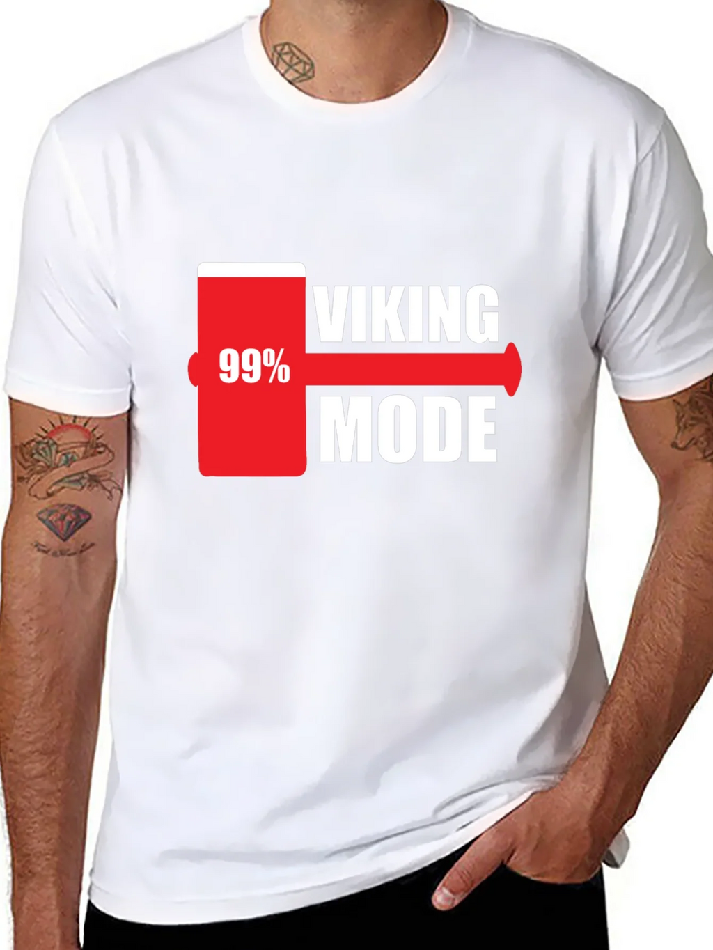 Viking Mode 99% Charged Black T-Shirt product image 7