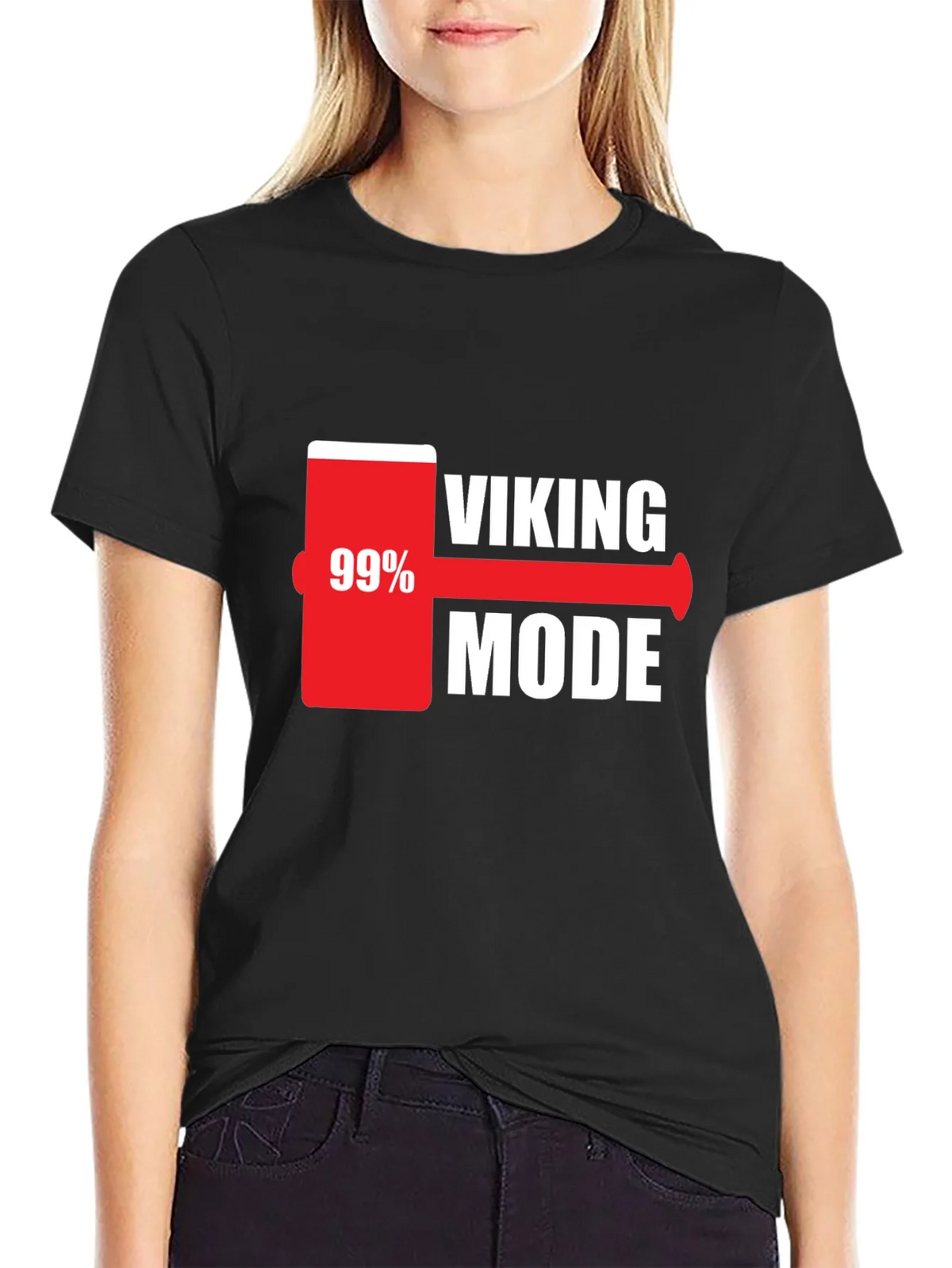 Viking Mode 99% Charged Black T-Shirt product image 2