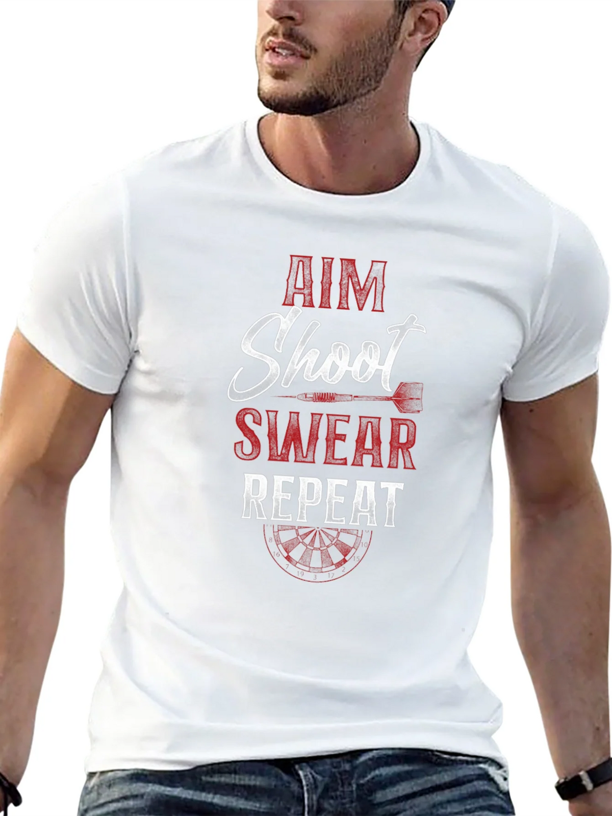 Aim Shoot Swear Repeat Dart T-Shirt product image 12