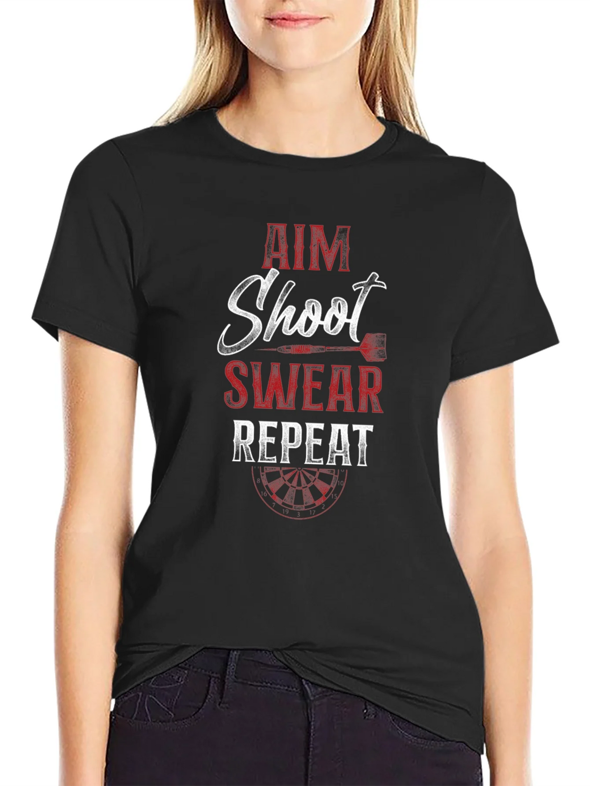Aim Shoot Swear Repeat Dart T-Shirt product image 2